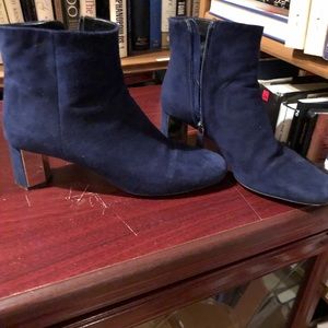 Prada Navy Suede Ankle Boots with Block Heel 9.5